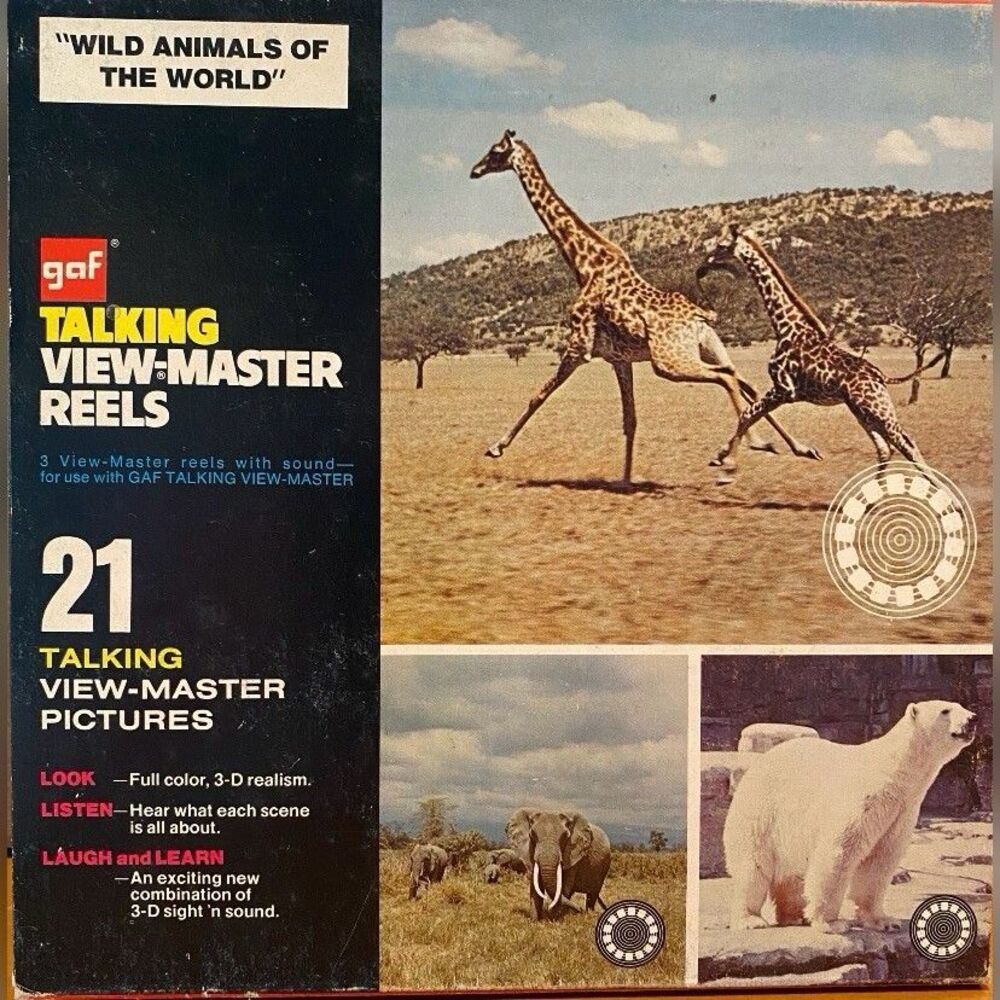 Vintage Gaf Talking View Master 3 Reels Wild Animals Of The World
